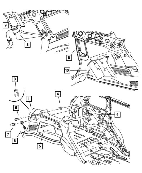 Panels-Moldings-Scuff Plates, Pillar, Cowl, 1/4 Panel Trim and Cargo Covers for 2010 Jeep Grand Cherokee #1