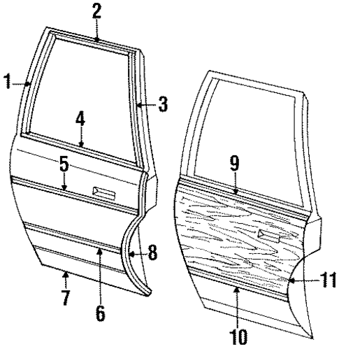 Exterior Trim - Rear Door for 1986 Buick LeSabre #0