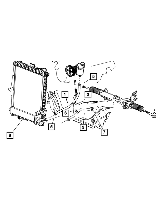 52113721AB - Steering: Power Steering Return Hose for Mopar Image