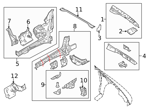 Structural Components & Rails for 2014 Ford Special Service Police Sedan #0
