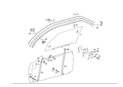 Front Door Windows for 1988 Mercedes-Benz 300CE #1
