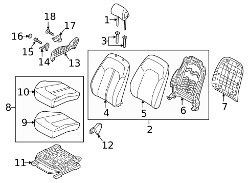 Passenger Seat Components for 2018 Hyundai Sonata #1