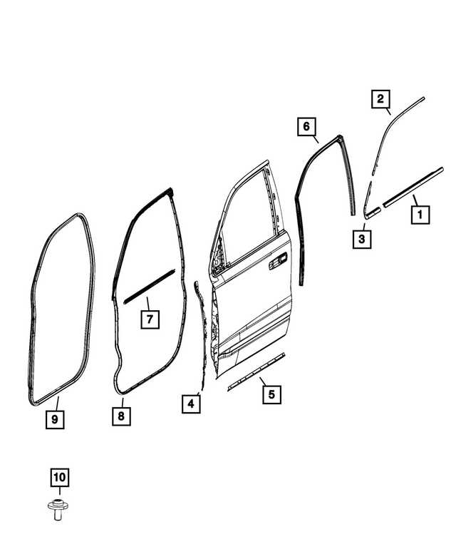 68285788AG - Doors, Door Mirrors and Related Parts: Day Light Opening Molding, Right for Mopar Image