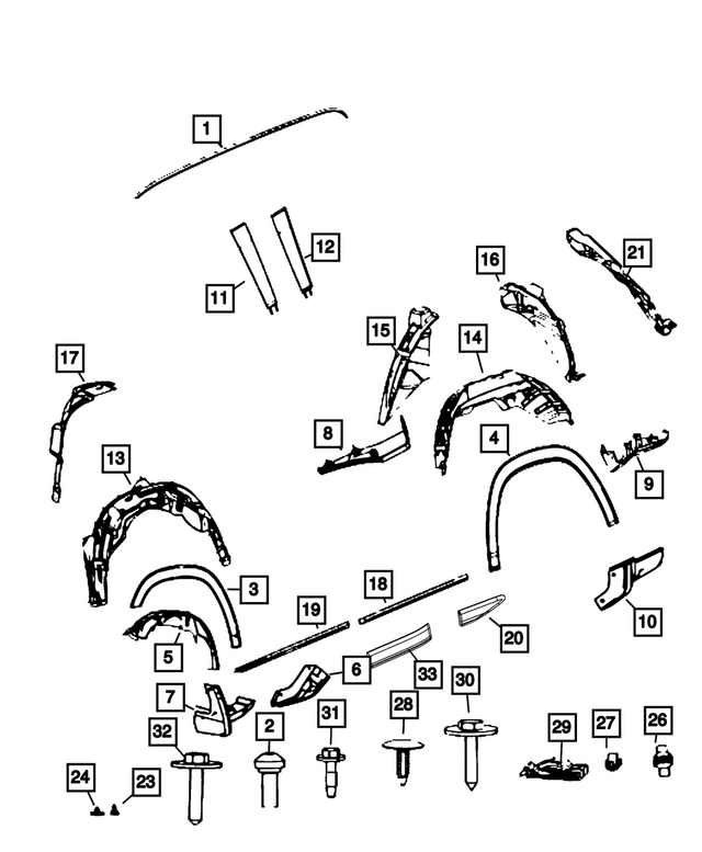68402849AA - Exterior Ornamentation: Wheelhouse Shield, Right for Mopar Image