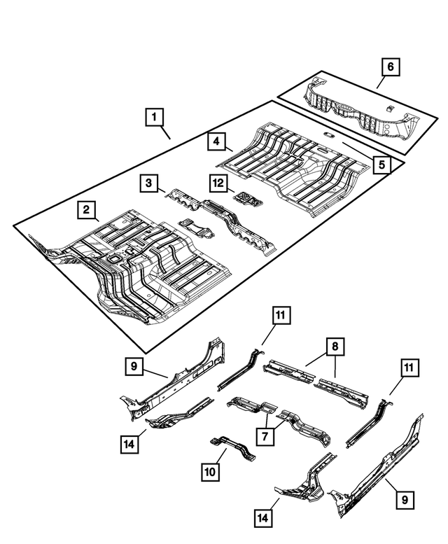 68269460AD - Body Sheet Metal Except Doors: Front Floor Pan for Mopar Image