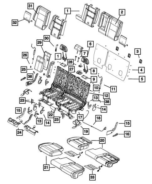 Rear Seats - Second Row for 2015 Jeep Grand Cherokee #6