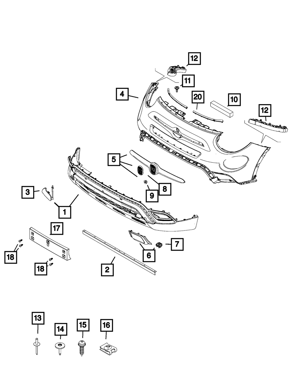 2016-2022 Fiat 500X Front Fascia 6AP86TZZAA | My Mopar Parts