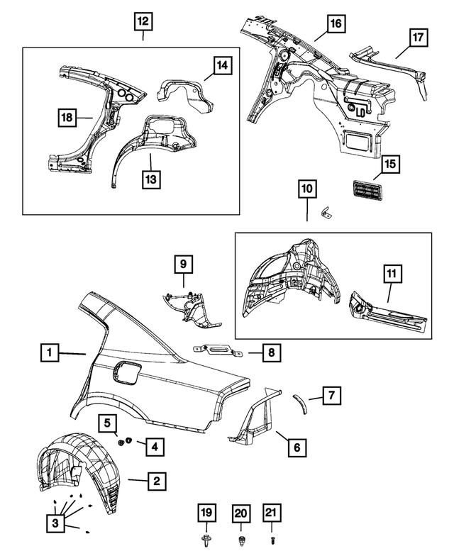 5043108AC - Body Sheet Metal Except Doors: Splash Shield, Right for Dodge: Charger Image