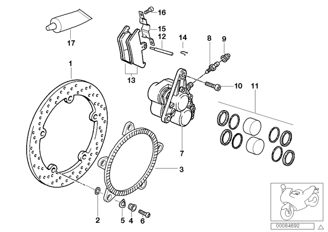 34117690169 - : Brake Pads Kit, Red for BMW-Motorrad Image