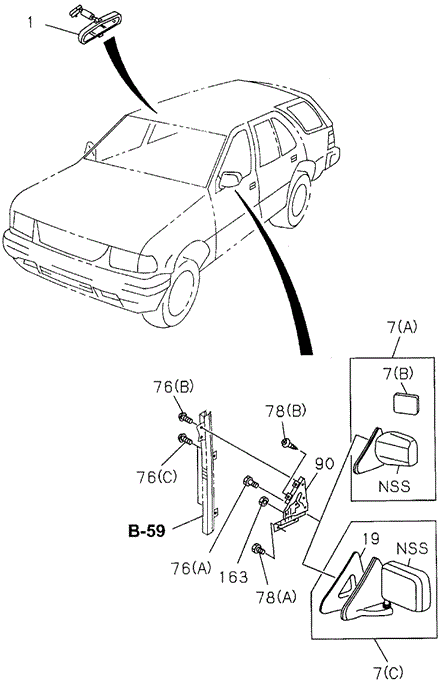 Mirror for 1997 Honda Passport #0