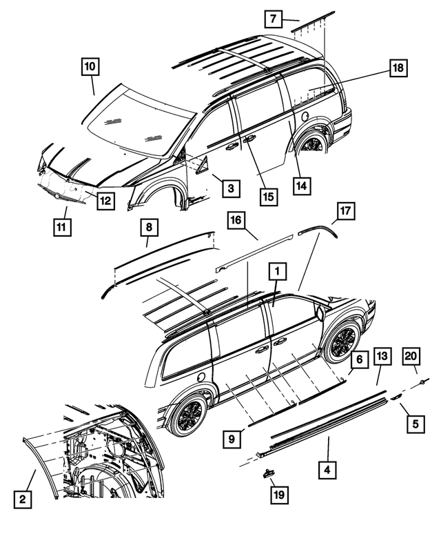ZW491XRAA - Exterior Ornamentation: Front Door Molding, Left for Mopar Image