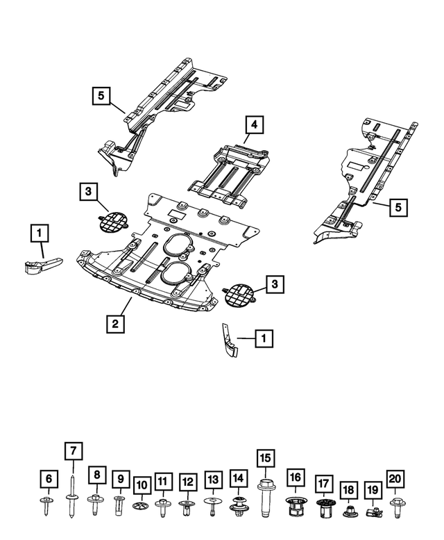 68472496AF - Body Sheet Metal Except Doors: Front Belly Pan for Jeep: Grand Cherokee, Grand Cherokee L Image
