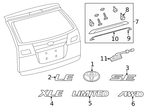 Exterior Trim - Lift Gate for 2014 Toyota Sienna #0
