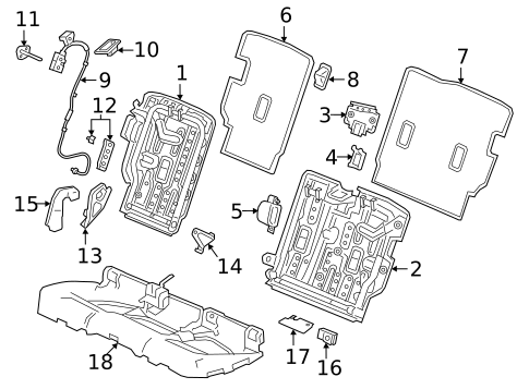Rear Seat Components for 2019 Acura RDX #1