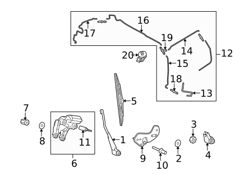 Back Glass Wiper Arm, Blade, & Related Components for 2010 Ford Transit Connect #0