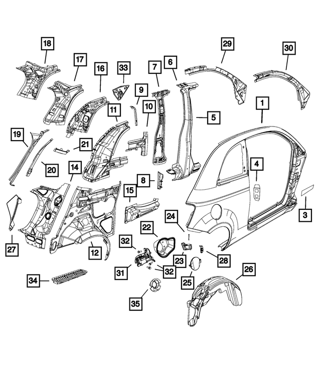 68073557AB - Body Sheet Metal Except Doors: Bodyside Aperture Exhauster for Mopar Image