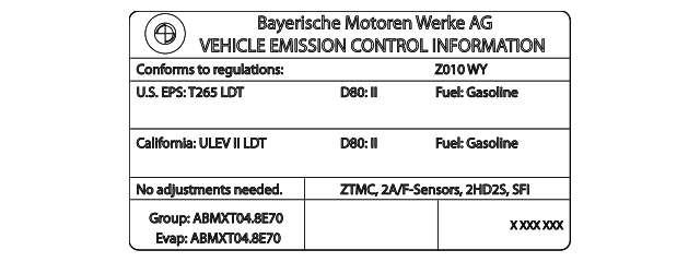 Emission Label - BMW (71229489803)