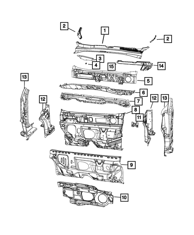 68369885AA - Body Sheet Metal Except Doors: Plenum Panel for Mopar Image