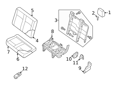 Rear Seat Components for 2021 Nissan NV1500 #1