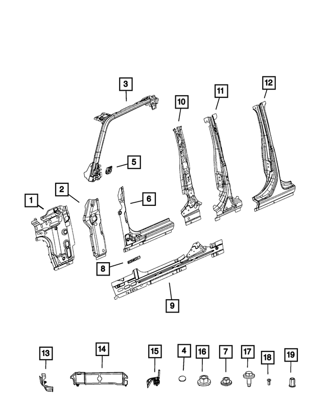 68436310AC - Body Sheet Metal Except Doors: A Pillar Inner Panel, Right for Mopar Image image