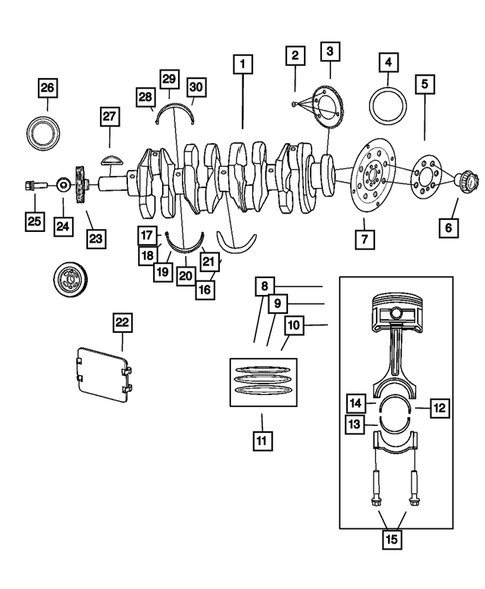 Vilebrequin, piston et plateau d`entraînement pour 2007 Chrysler Sebring #0