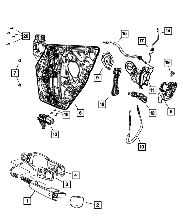 1RH65VECAD - Doors, Door Mirrors and Related Parts: Exterior Door Handle, Right for Mopar Image