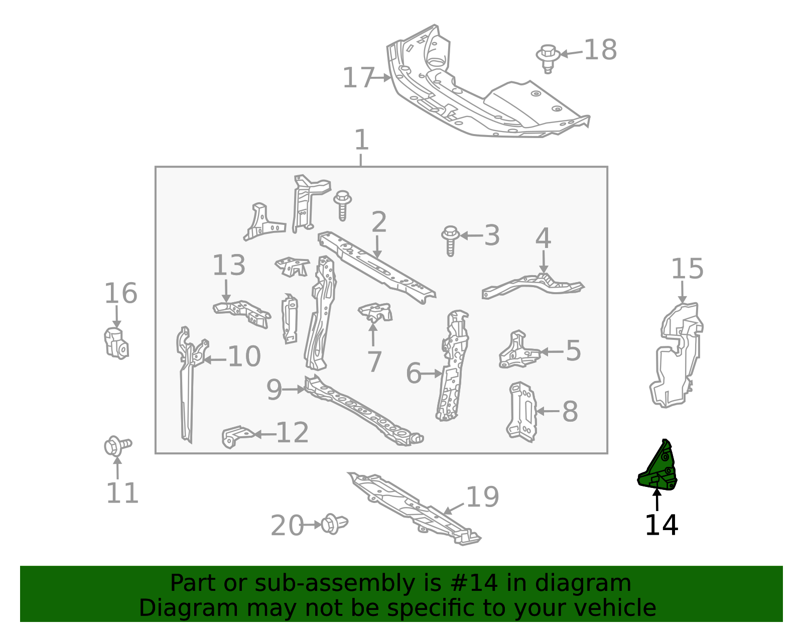 53803-75020 - High-Quality Radiator Support Bracket for 2010-2012 Lexus ...