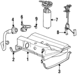 4203935 - Fuel System: Fuel Tank for Chrysler: Executive Limousine, Laser, LeBaron, New Yorker, Town &amp; Country | Dodge: 600, Aries, Daytona, Lancer, Shadow Image