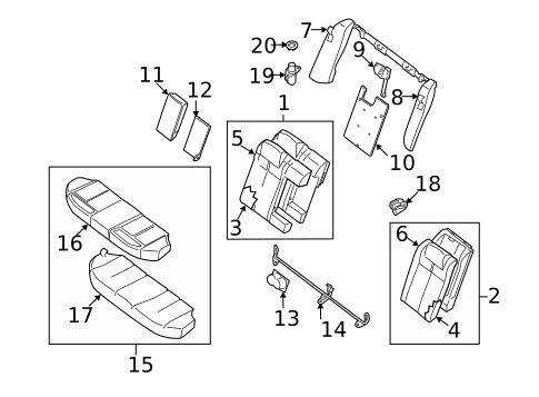 Rear Seat Components for 2011 Nissan Altima #0