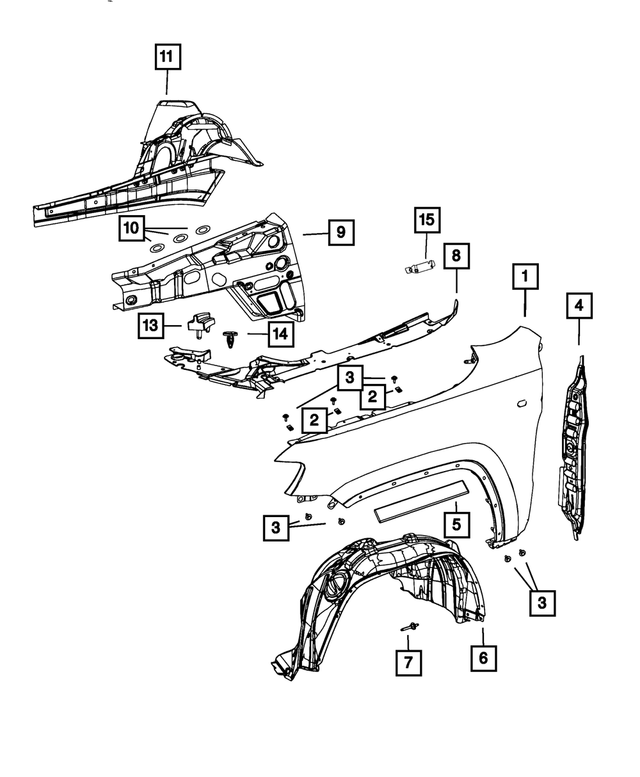 68046264AC - Body Sheet Metal Except Doors: Fender Stuffer, Right for Mopar Image