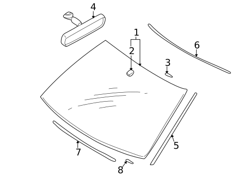 Glass - Windshield for 2006 Mitsubishi Lancer #0
