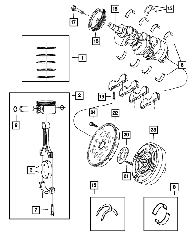 68000512AB - Engine 2.7L Six Cylinder: Connecting Rod Bearing Package for Mopar Image