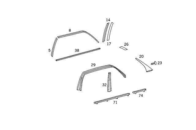 1267380231 - Doors: Trim Strip for Mercedes-Benz: 280S, 280SE, 280SEL, 300SE, 300SEL, 380SE, 380SEL, 560SEL Image image
