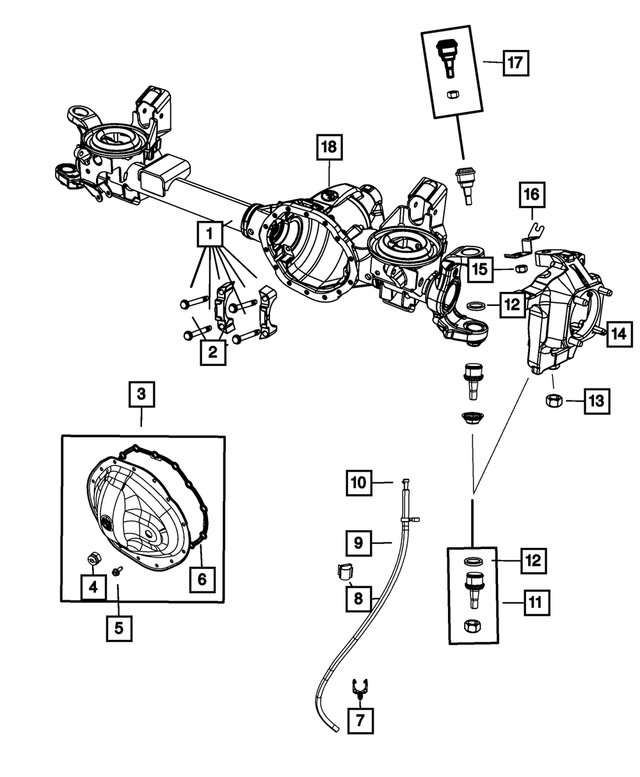 5086685AA - Front Axle; American Axle 235 MM Single Rear Wheel; Differential and Drive Line: Hex Head Bolt, Mounting for Mopar Image