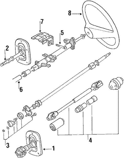 Steering Column & Wheel for 1995 Mitsubishi Mighty Max #0
