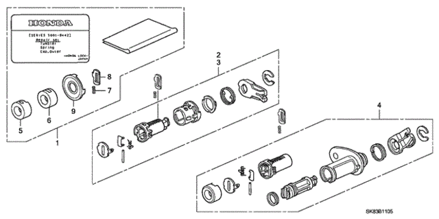 Key Cylinder Set for 1992 Acura Integra #0