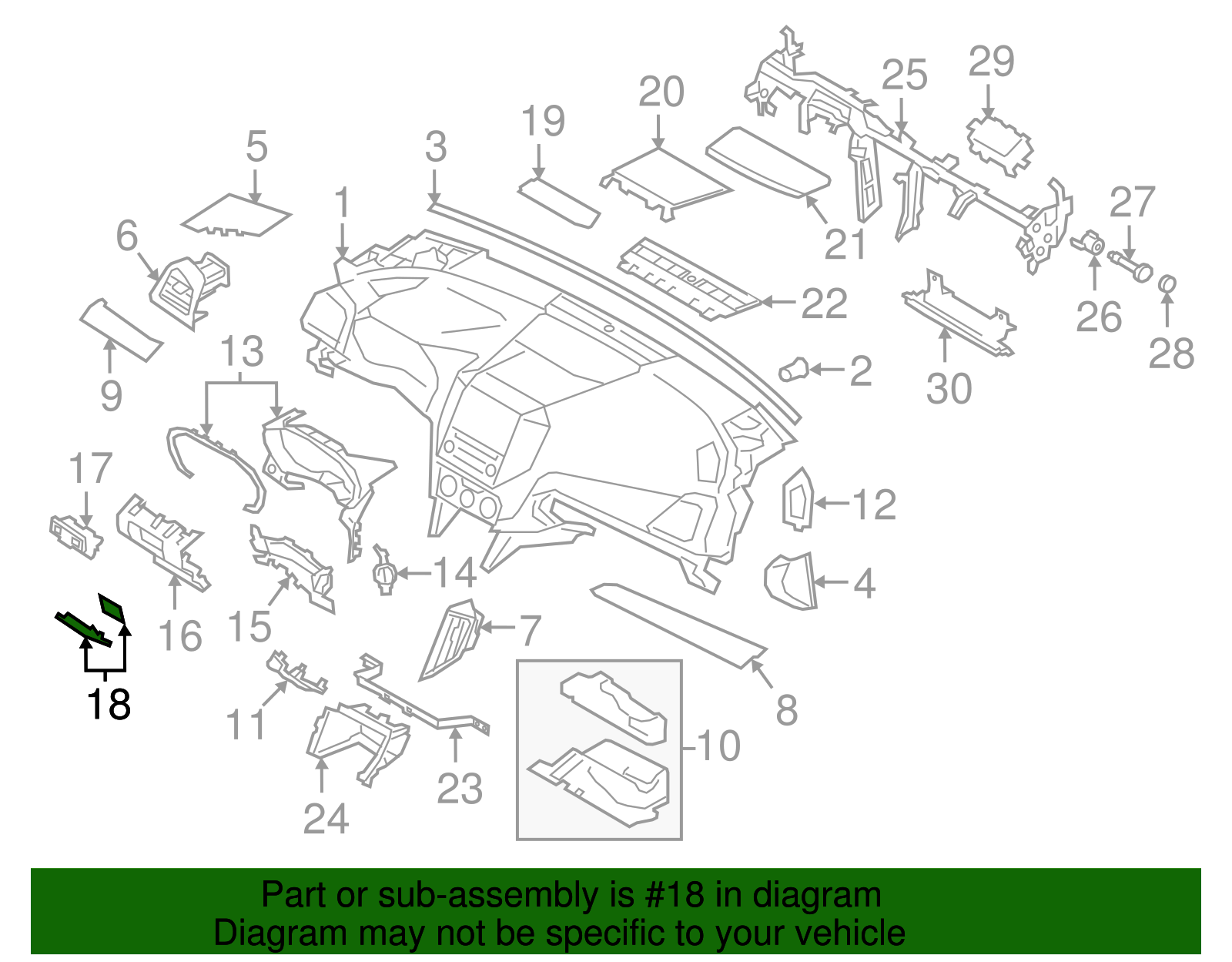 2018-2024 Subaru Fuse Box Door 66135FL10AVH | Subaru Parts Store
