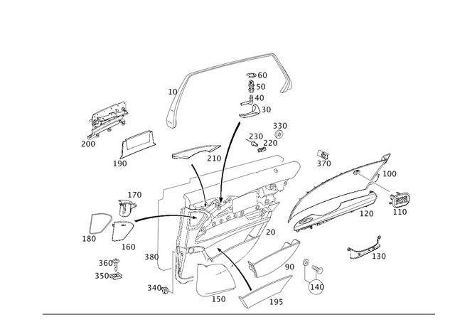 2117350371 - Rear Doors: Trim for Mercedes-Benz: E320, E500, E55 AMG Image image