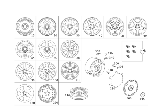 203400160264 - Wheels: Disk Wheel for Mercedes-Benz: C230, C240, C280, C32 AMG, C320, C350, CLK350 Image image