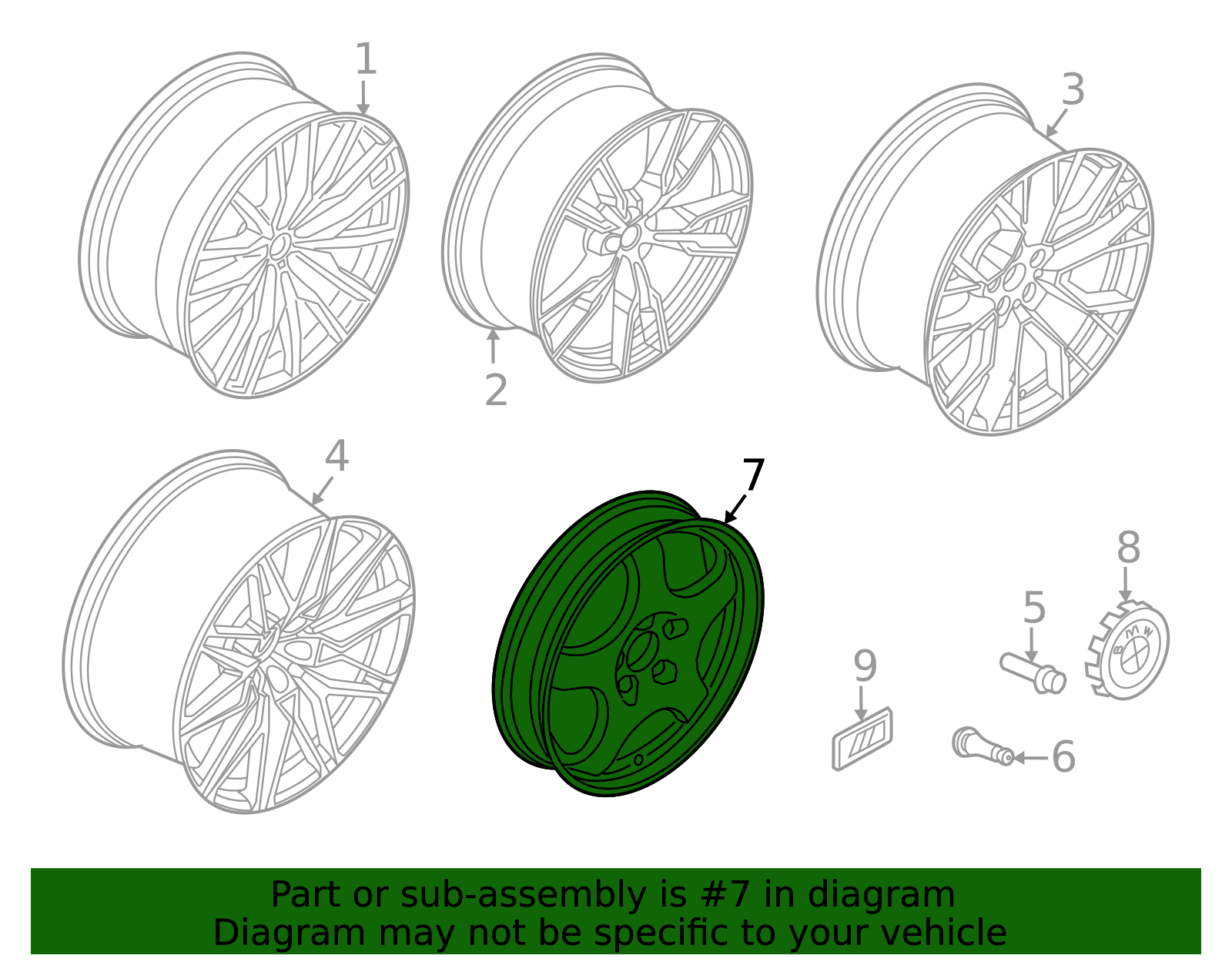 掛軸 322 36116880744 - 2019-2025 BMW Spare Wheel (36-11-6-880-744