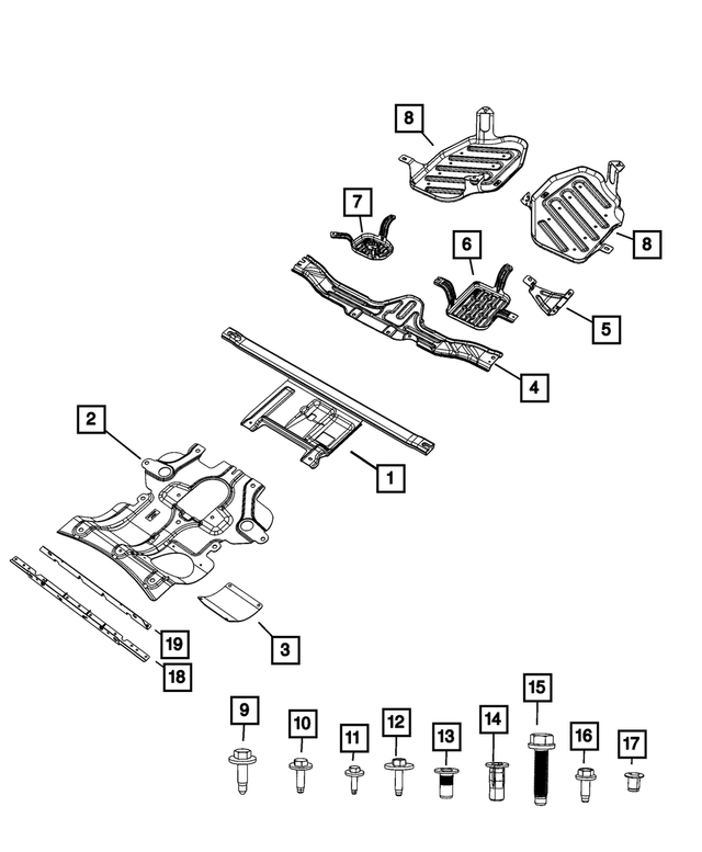 68546912AA - Frame, Bumper and Fascia: Battery Tub Skid Plate for Jeep: Grand Cherokee, Grand Cherokee L Image