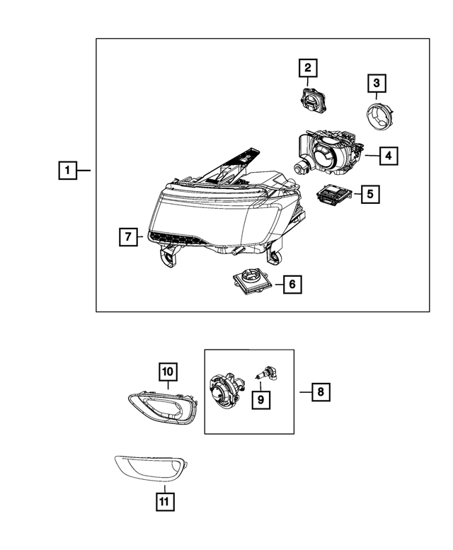 68144702AL - Electrical: Headlamp, Right for Mopar Image