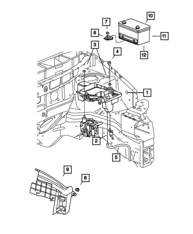 4860965AA - Electrical: Battery Tray Bracket for Mopar Image