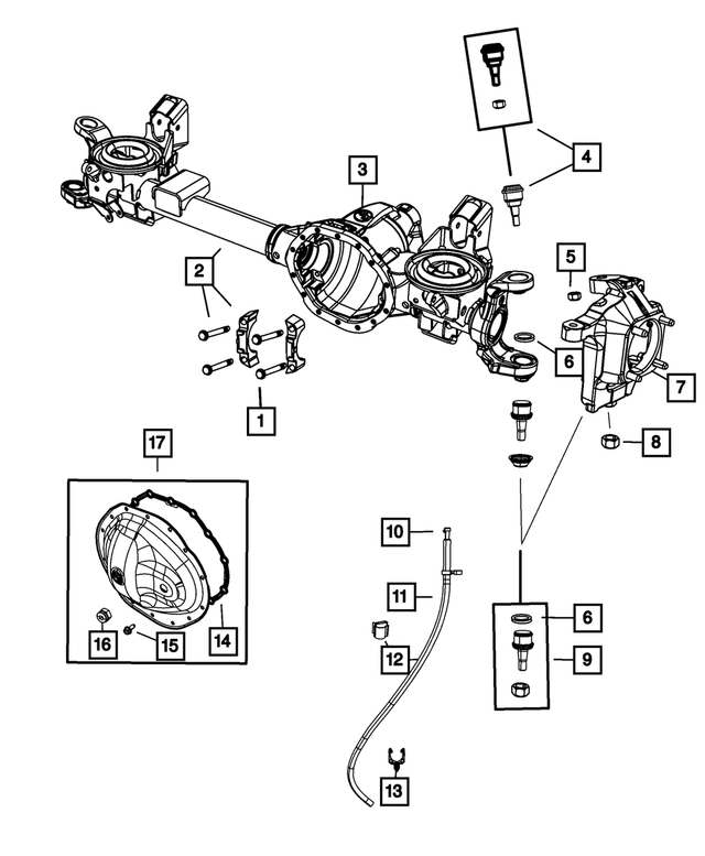 5086685AA - Front Axle; American Axle 235 MM Single Rear Wheel; Differential and Drive Line: Hex Head Bolt, Mounting for Mopar Image