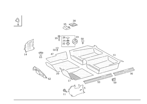 Front Panel Pillar Panelling, Lining on Floor for 1989 Mercedes-Benz 300TE #2