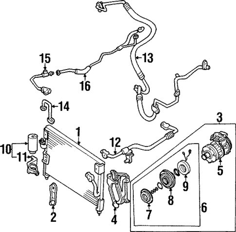 Condenser, Compressor & Lines for 1998 Mazda MPV #1