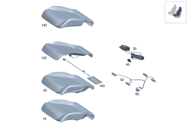 2549106502 - Front Seat: Driver Seat Cushion for Mercedes-Benz: 300C, 300CD, C300, C43 AMG, C63 AMG S E Performance, GLC300, GLC350e, GLC43 AMG, GLC63 AMG S E Performance Image image