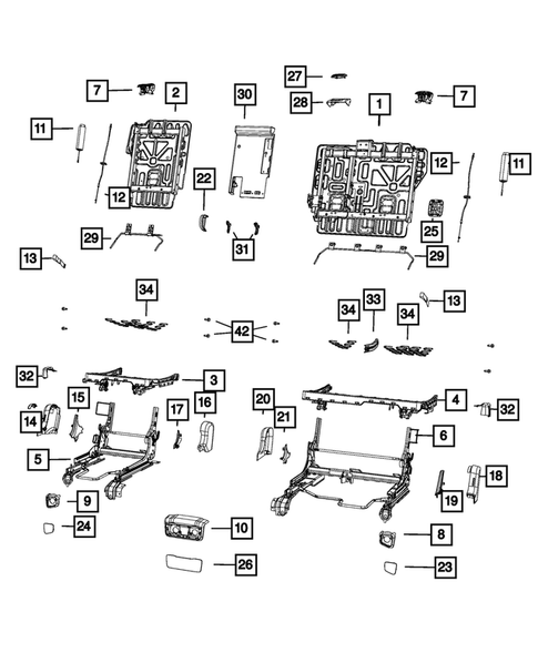 Rear Seats - Second Row - Adjusters, Recliners, Shields and Risers for 2016 Jeep Cherokee #0