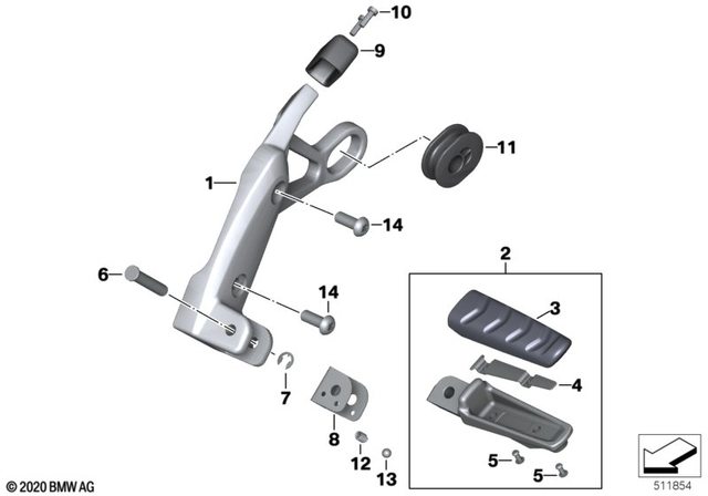 46717688780 - Frame and Mounting Parts: Footrest Plate, Rear Right -  for BMW-Motorrad Image