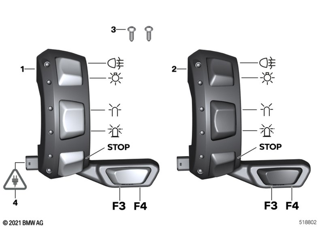 61318405172 - General Electrical System: Auxiliary Switch, Right - Grau/grey for BMW-Motorrad Image